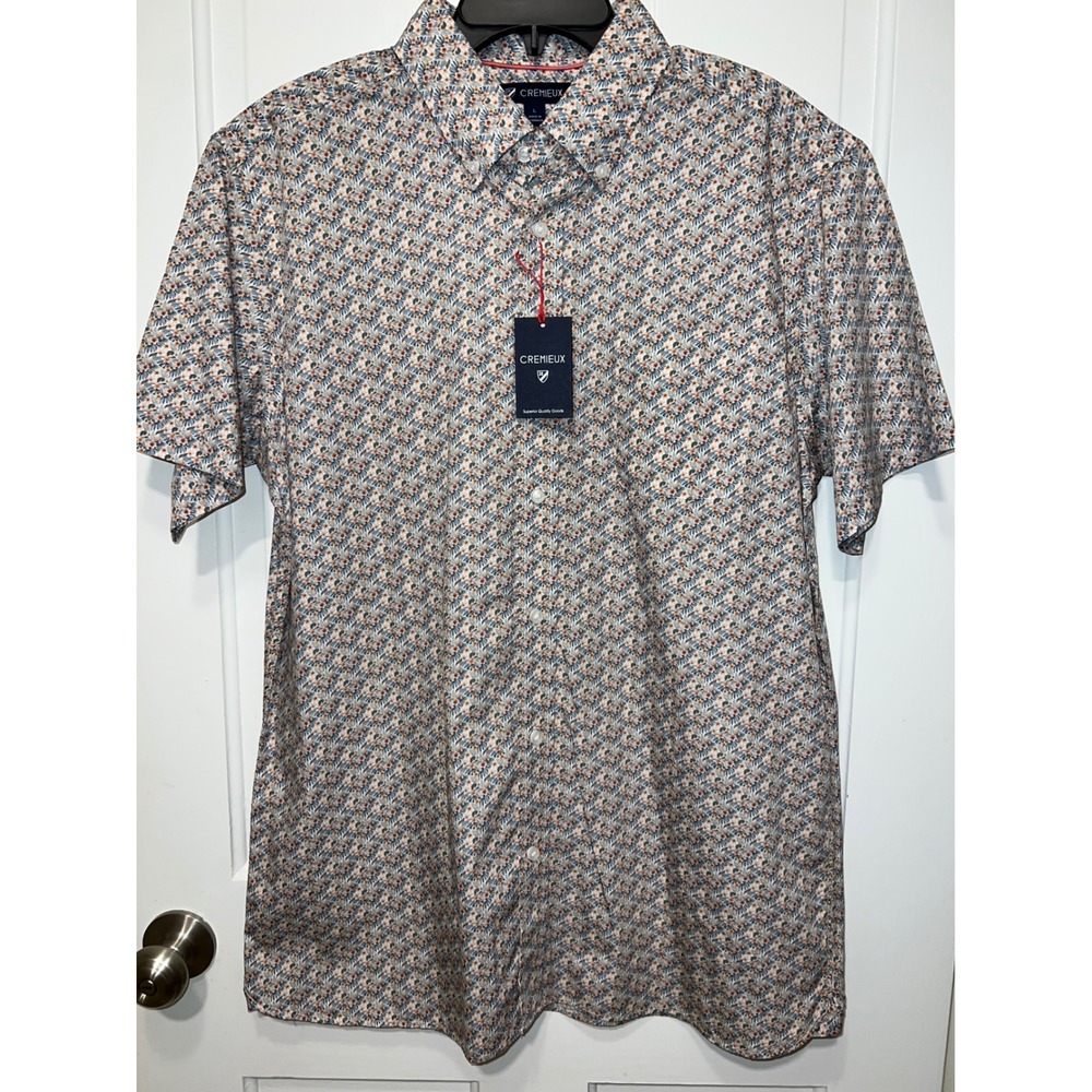 NWT Cremieux Mens Large Short Sleeve Tropical Floral Button Down Shirt